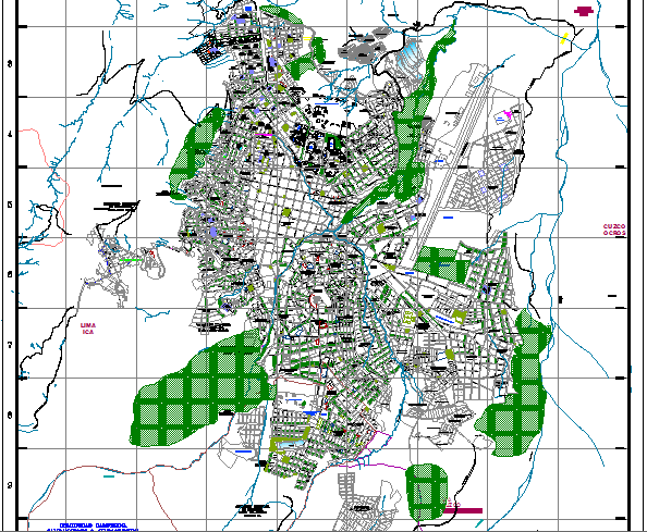 Green area of Urban development plan map details dwg file.