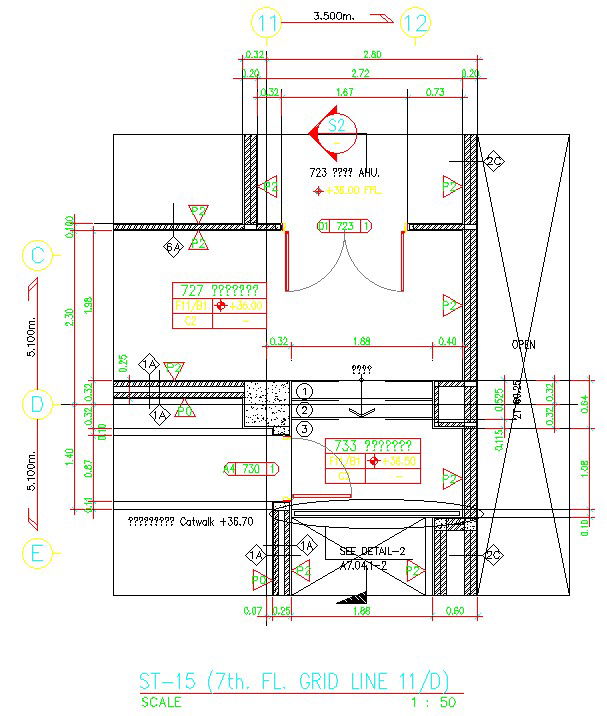 Gridline with door section details is given in this AutoCAD DWG Drawing File.Download the free AutoCAD file now.
