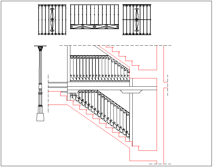 Grill detail view of staircase