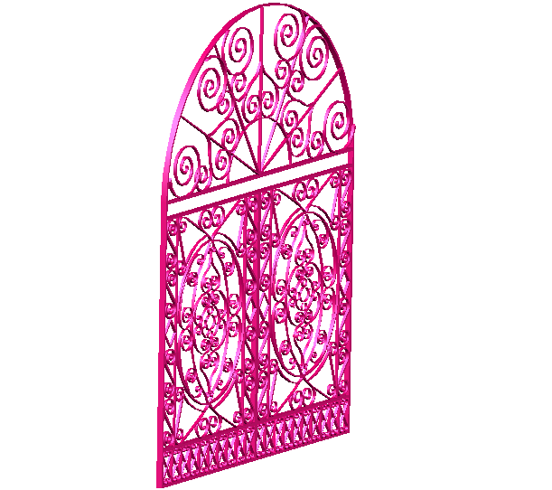 Grill door design with semi circular shape in 3d