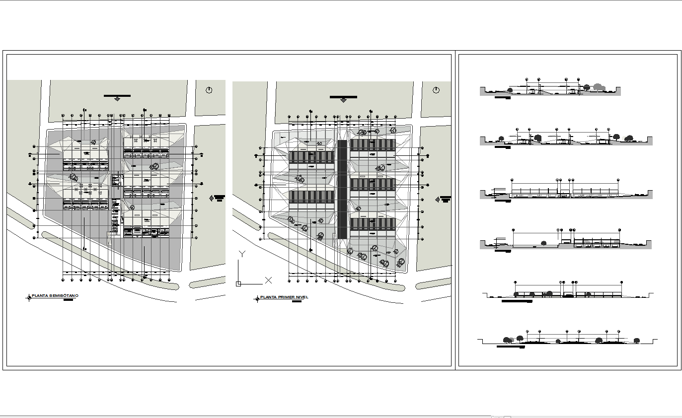 Grocery architecture layout plan and elevation in dwg files
