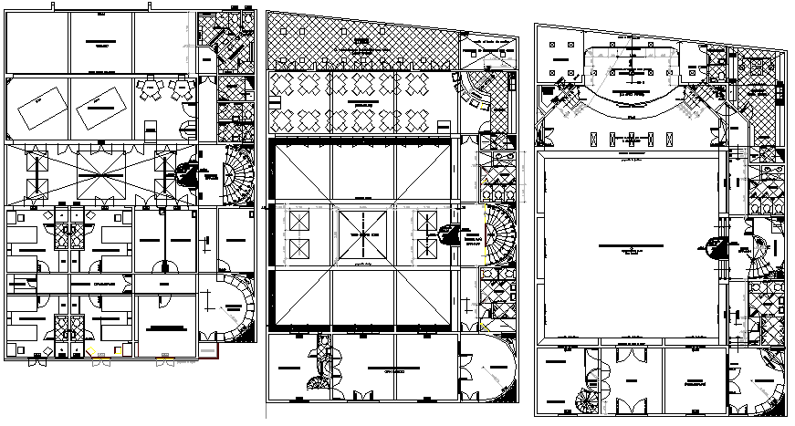 Ground, first & second floor layout plan, administration building dwg file