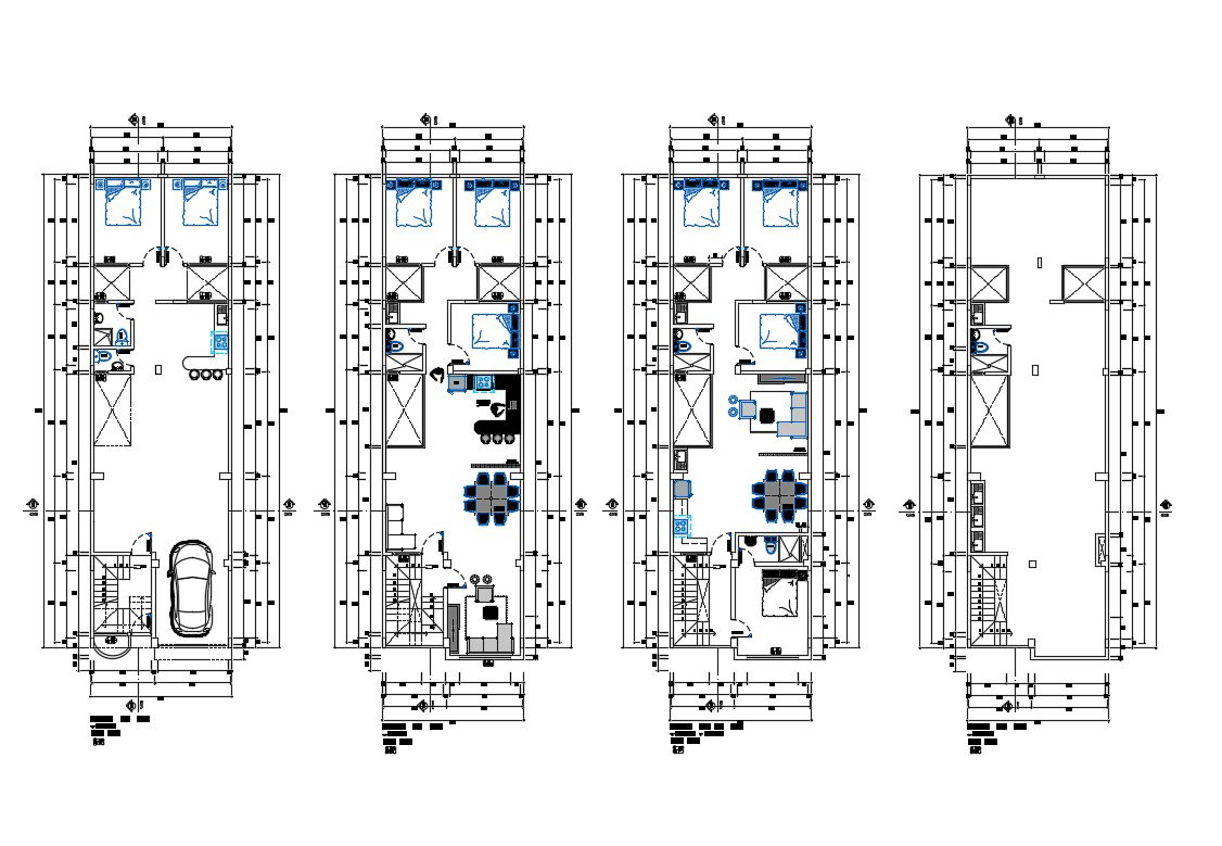 Ground, first, second, third and fourth floor plan layout details of ...