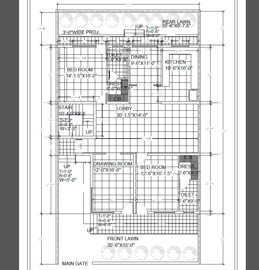 Ground Floor Plan Of Bungalow With Flooring Design AutoCAD File