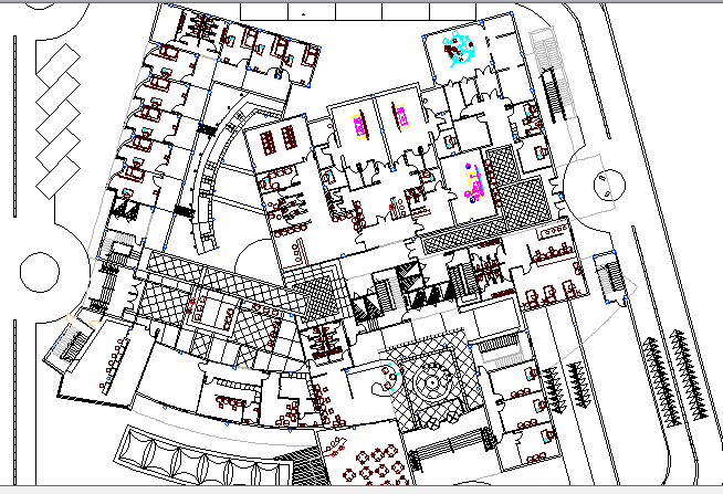 Ground Floor Plan of Specialized General Hospital Project dwg file