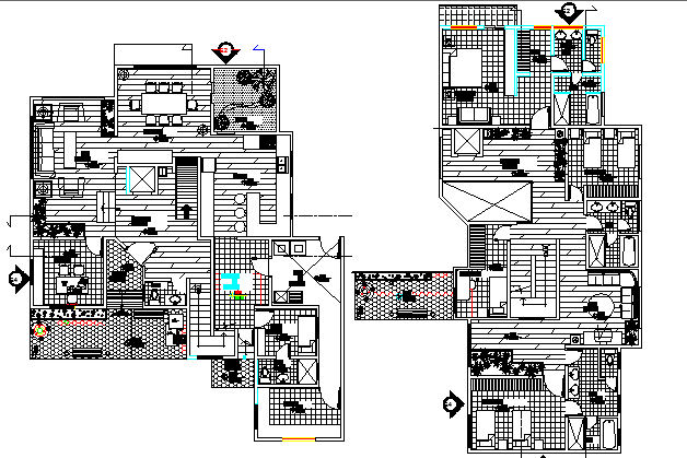 Ground and First Floor Plan of Stage House Project dwg file