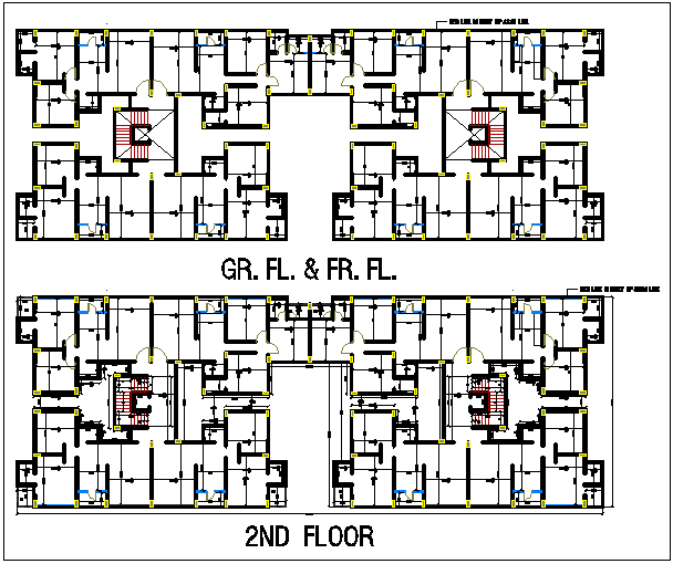 Ground and first floor built up area plan measurement dwg file