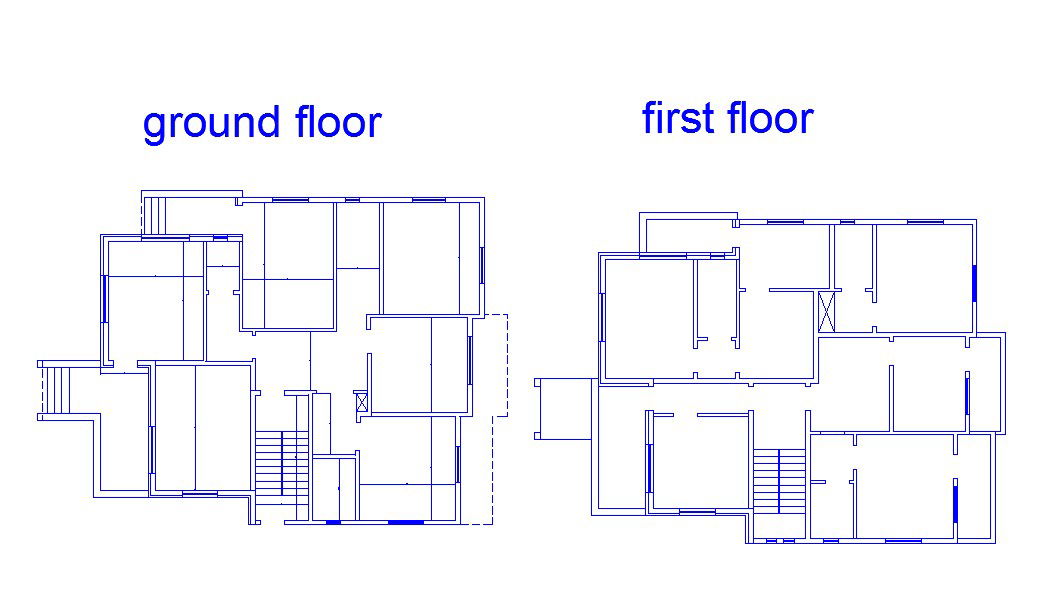 Ground and first floor framing plan details of house dwg file