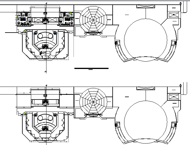 Ground and first floor layout plan details of shopping mall dwg file