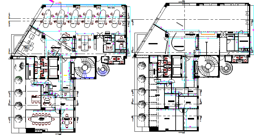 Ground and first floor layout plan of amplification office dwg file