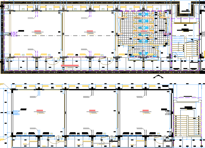 Ground and first floor layout plan of two flooring school design dwg file
