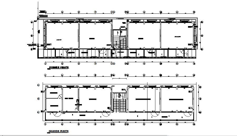 Ground and first floor plan details of school building dwg file