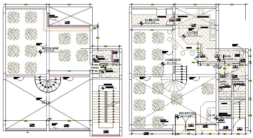 Ground & first floor plan layout plan of corporate office building dwg file
