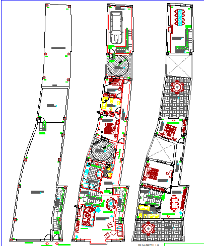 Ground and first floor plan with terrace of one family house dwg file