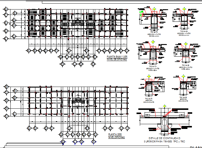 Ground and first floor structure with construction details dwg file