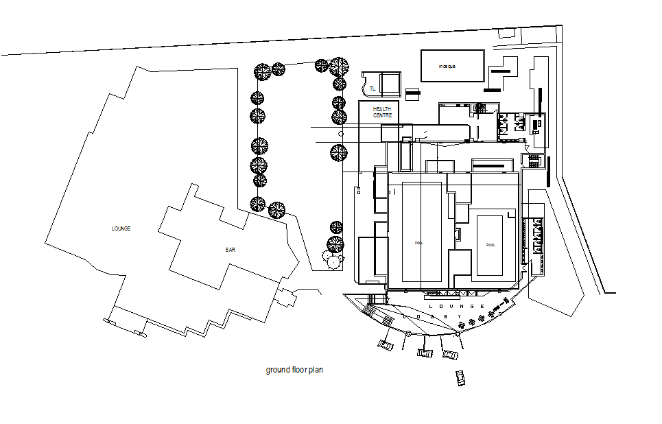 Ground floor Commercial building plan detail dwg file