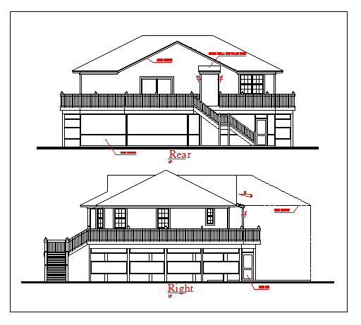 Ground floor and first floor elevation design drawing of House