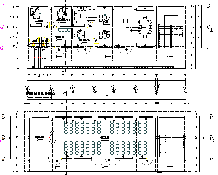 Ground floor and first floor plan detail dwg file
