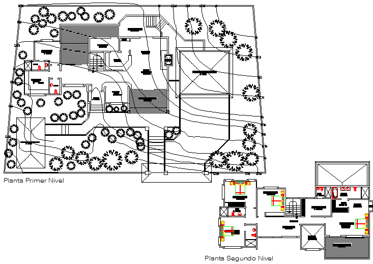 Ground floor and first floor plan detail dwg file