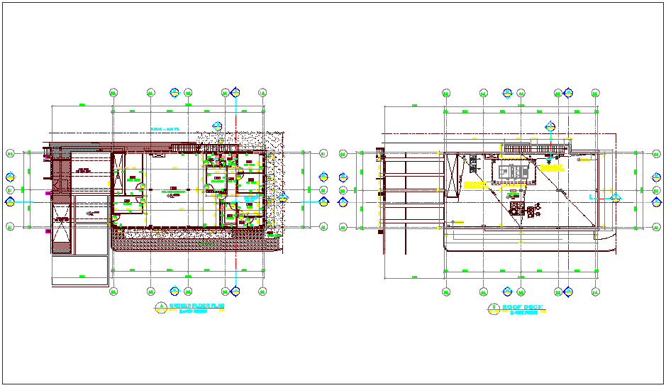 Ground floor and roof plan of annex building dwg file