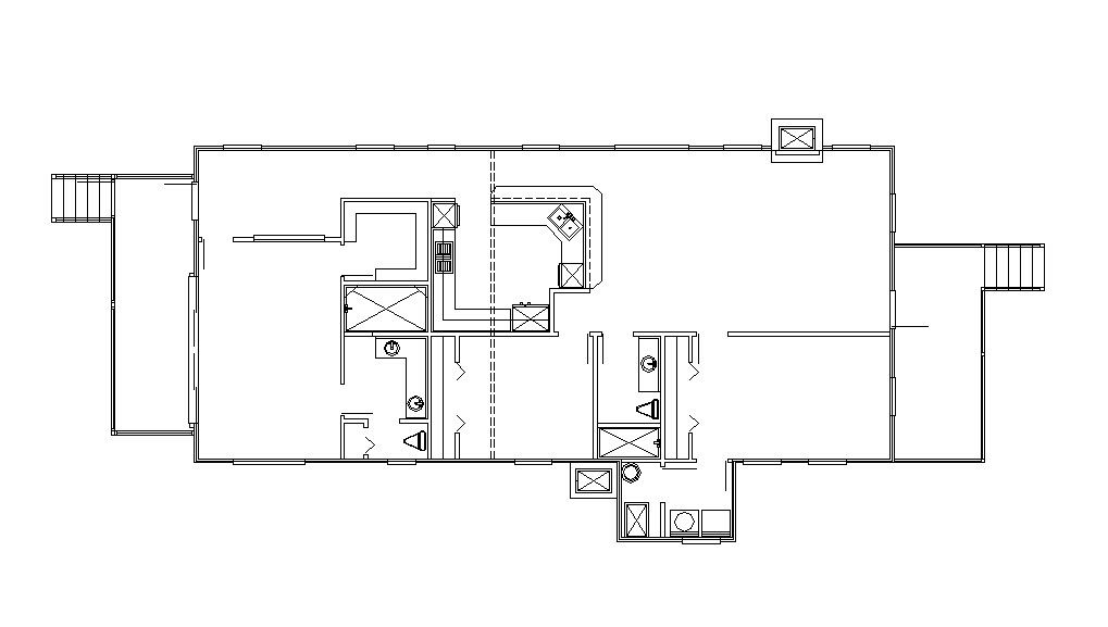 Ground floor framing plan and sanitary installation details of house dwg file