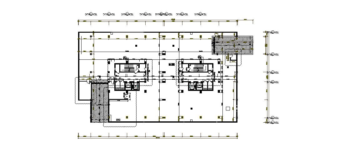 Ground floor framing plan details for office building in china dwg file