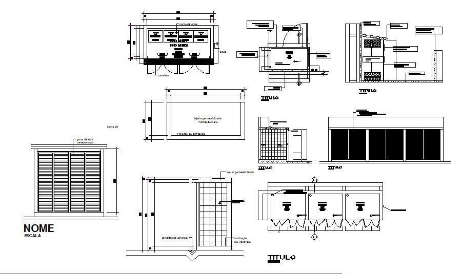 Ground floor garbage deposit structure cad drawing details dwg file