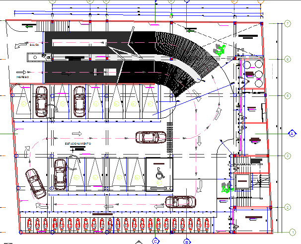Ground floor layout plan details of municipal building dwg file