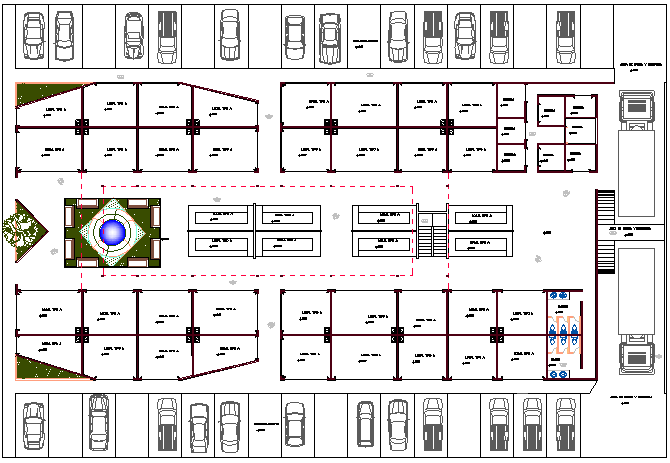 Ground floor layout plan details of square market dwg file