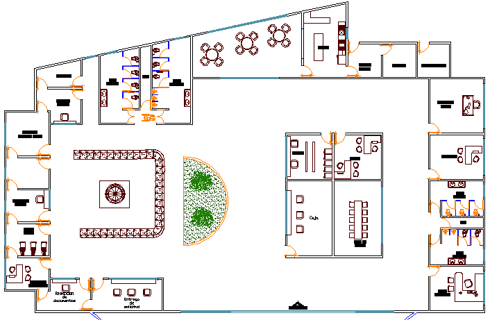 Ground floor layout plan of corporate office dwg file