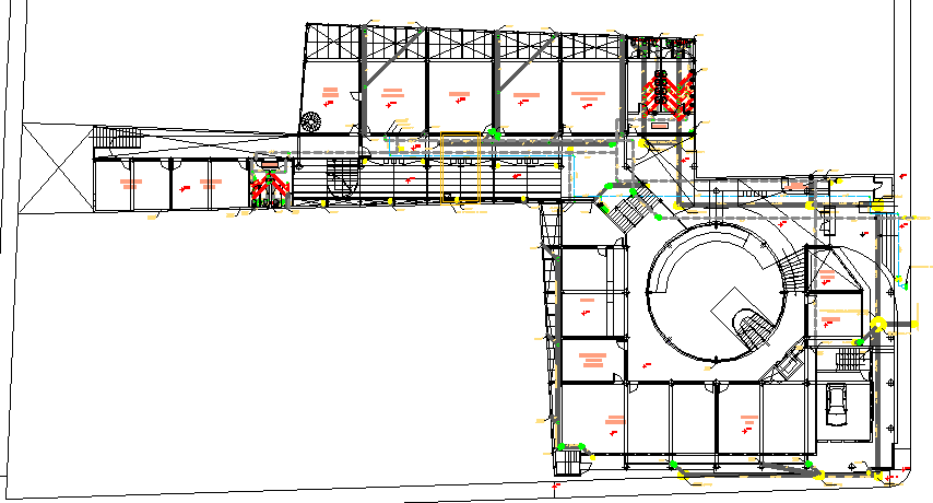 Ground floor layout plan of municipal office building dwg file