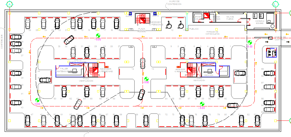 Ground floor parking lot architecture layout of building dwg file