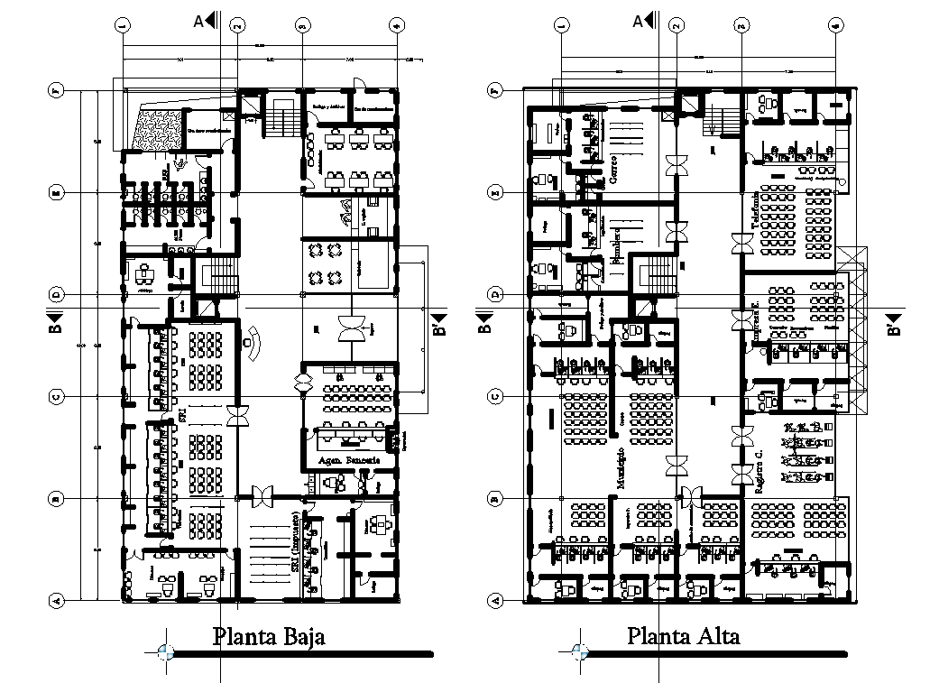 Ground floor plan and first floor plan detail dwg file