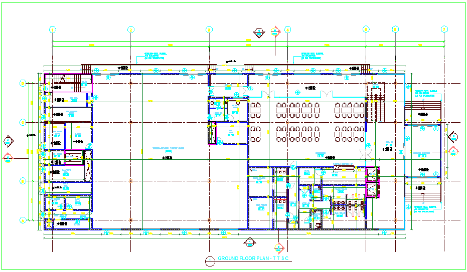 Ground floor plan design view for government building dwg file