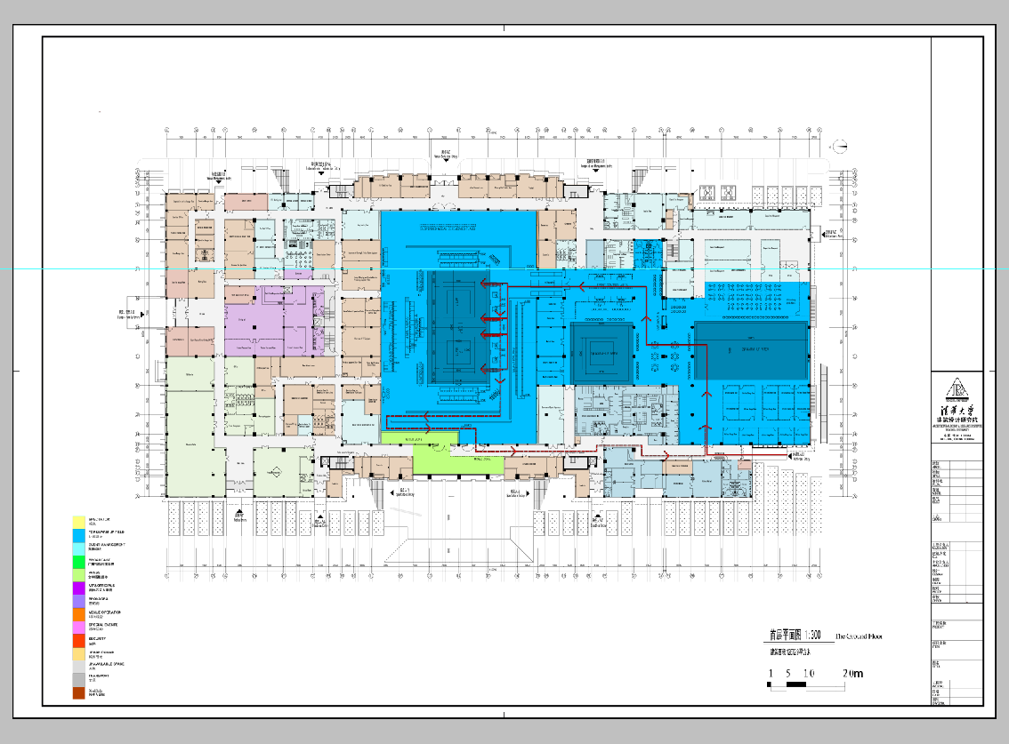 Ground floor plan of an industrial building detail 2d view layout file