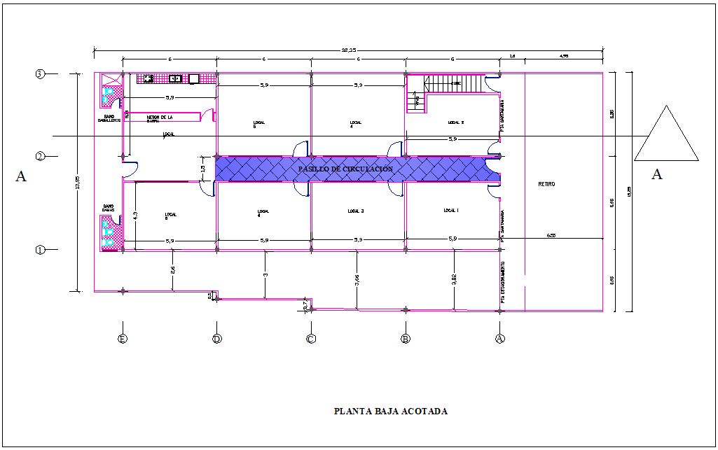Ground floor plan of housing dwg file
