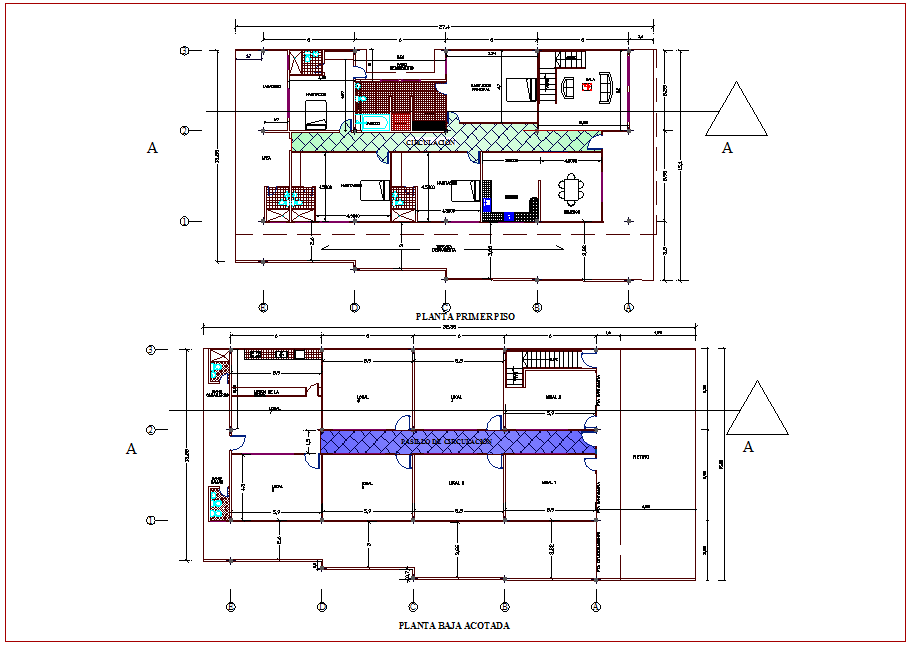 Ground floor plan of residential area dwg file