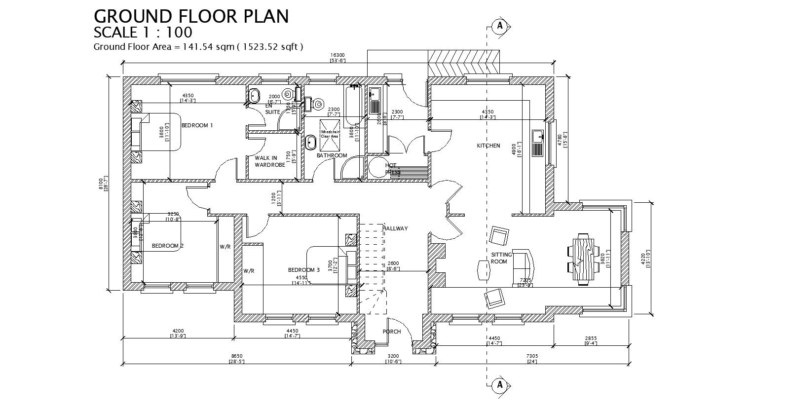 Ground Floor House Design In AutoCAD File