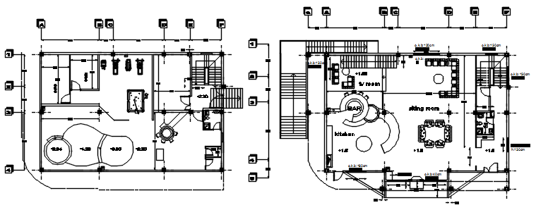 Ground floor plan of the bungalow with detail dimension in dwg file