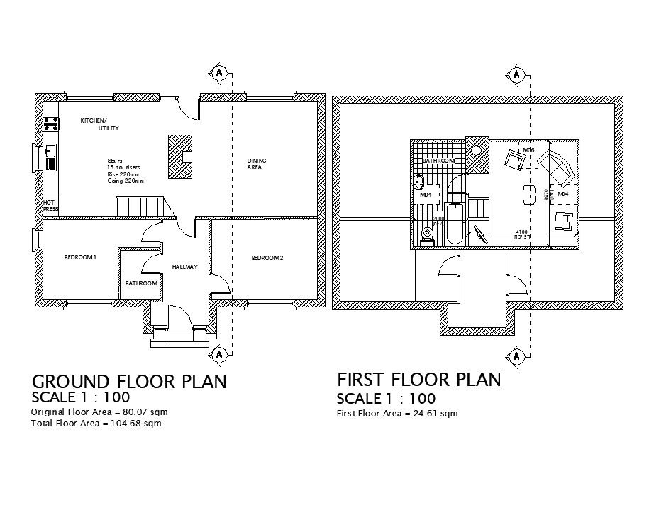 Ground floor plan of the house with detail dimension in dwg file