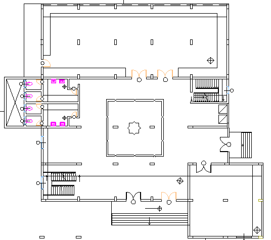 Ground floor print of single family house dwg file