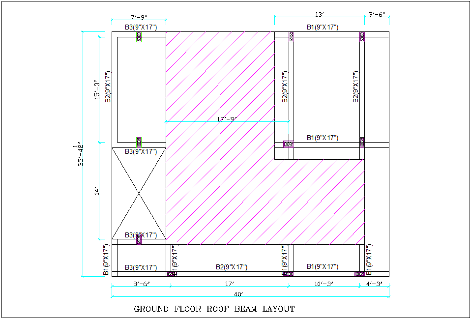 Ground floor roof beam layout for office dwg file