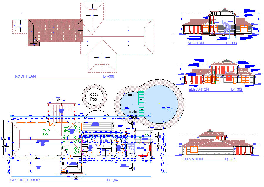 Ground floor to Roof plan Mini market layout file