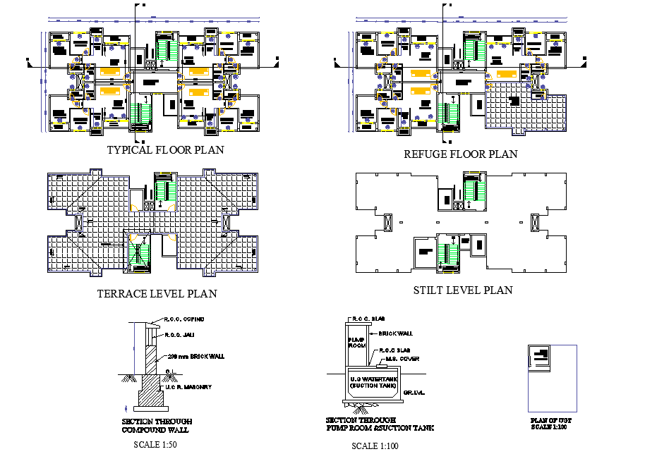 Ground floor to roof municipal housing plan layout file