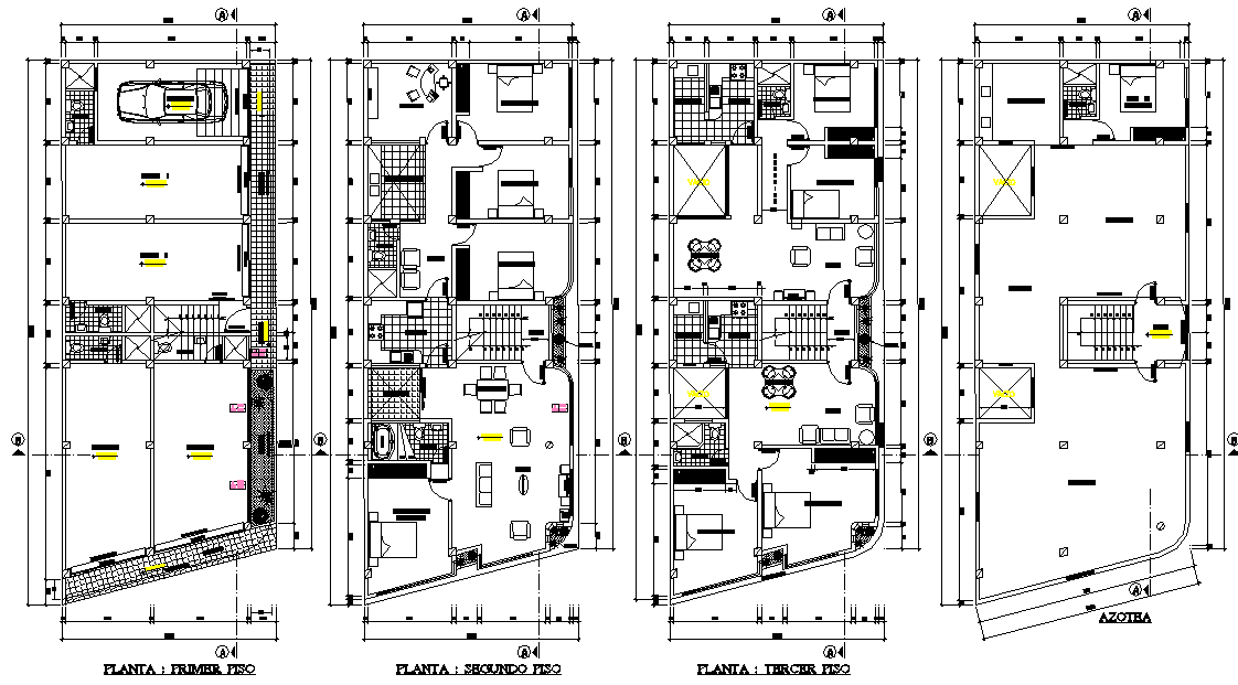 Ground floor to roof plan single family home detail layout file