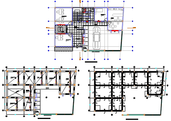 Ground floor to terrace floor working plan detail dwg file