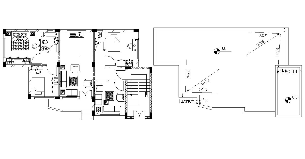 Ground And Terrace Floor Plan Of Bungalow Design