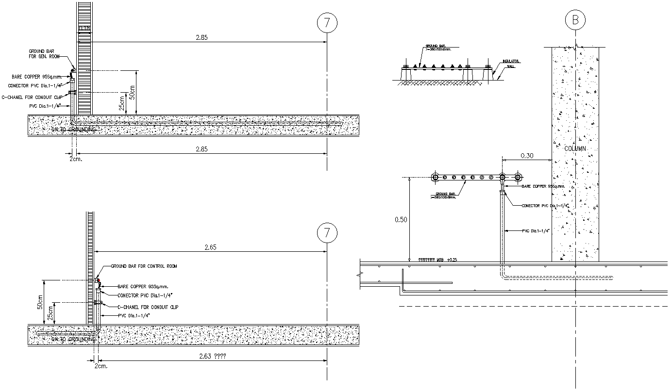 Ground Bar Control room Section Detail DWG AutoCAD file