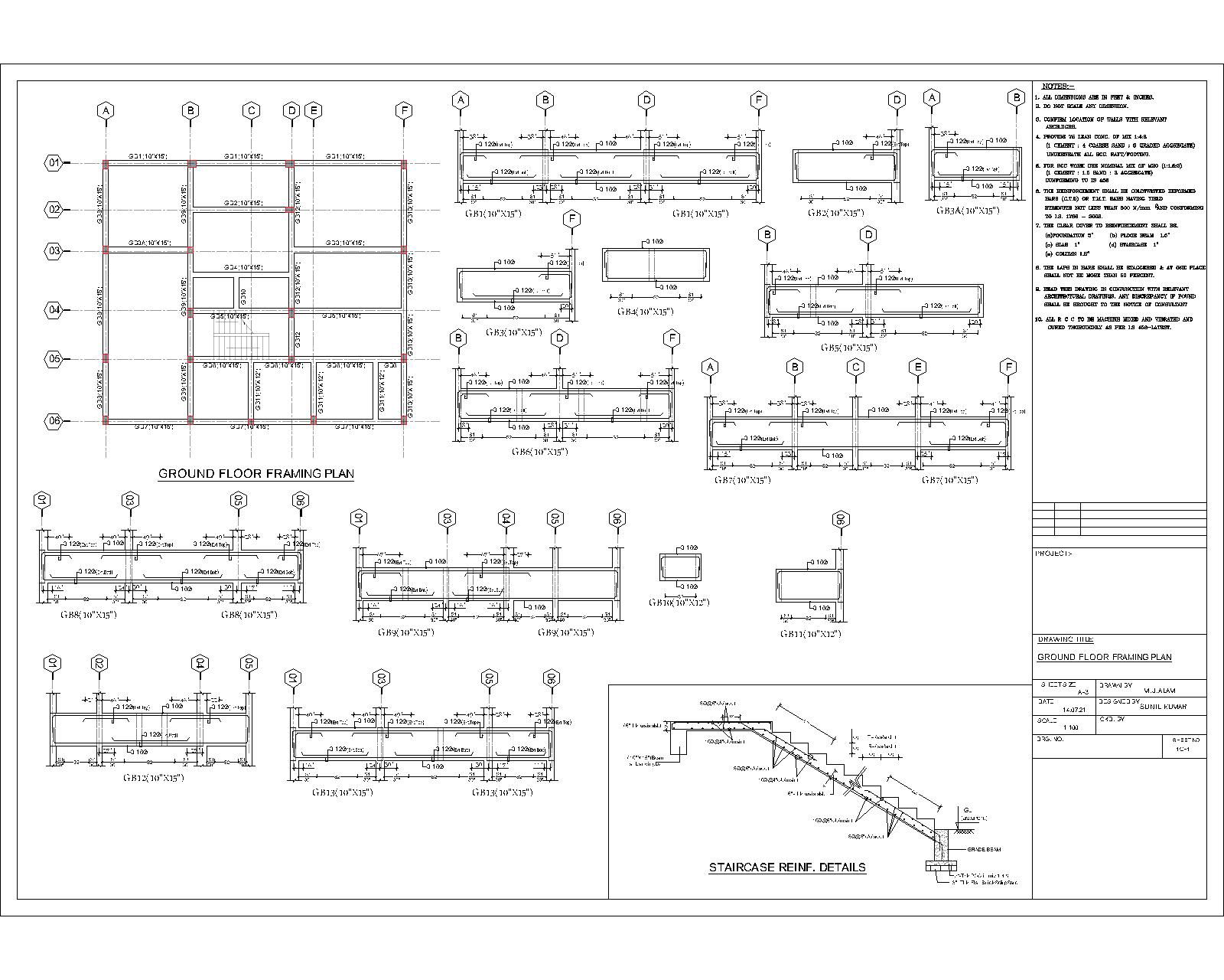 Ground Floor Framing Reinforcement Drawing