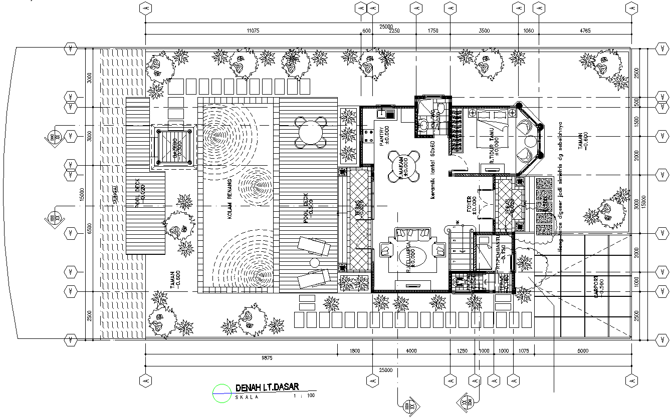 Ground Floor House Details with Swimming Pool Plan AutoCAD DWG 